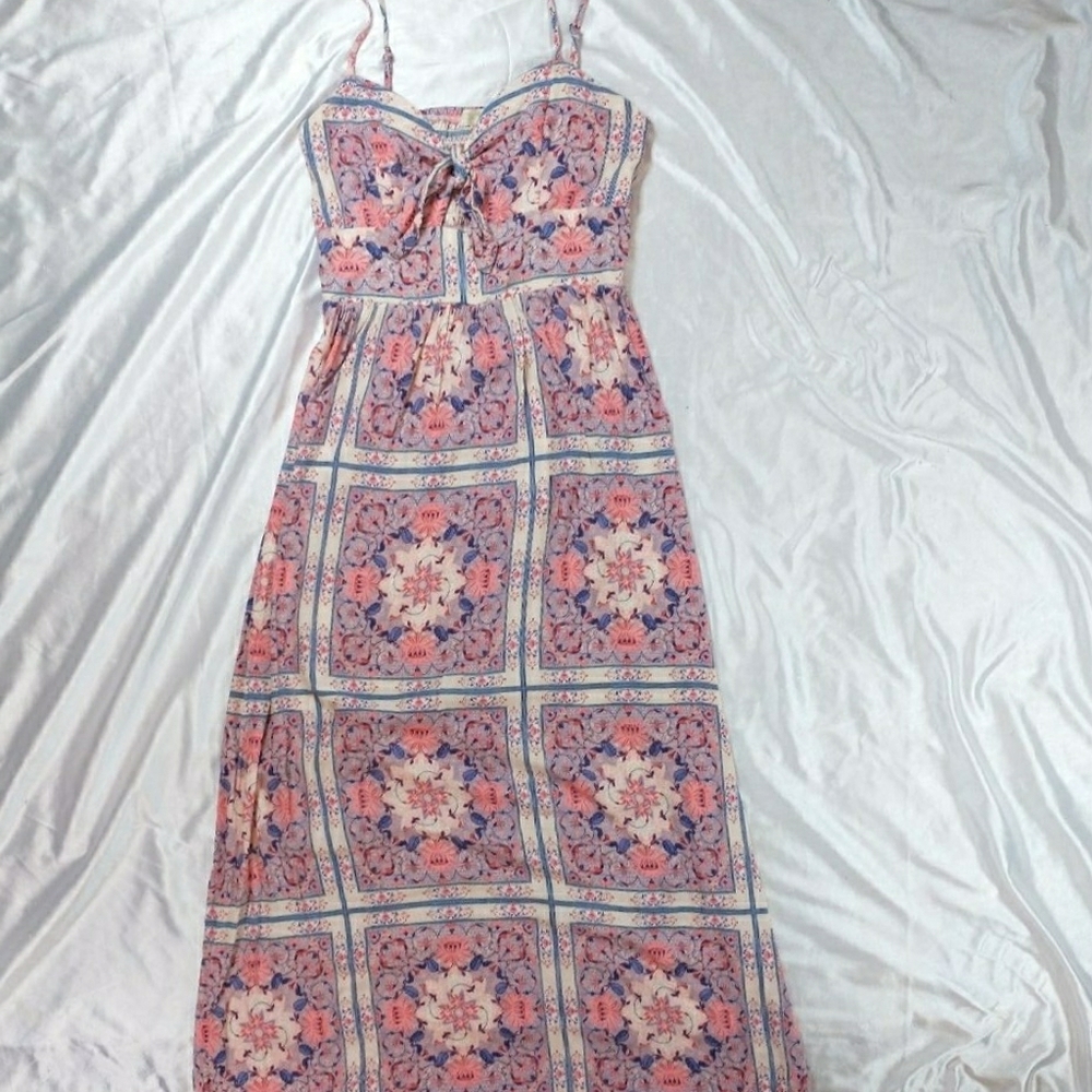 Rewind pink floral long sun dress
